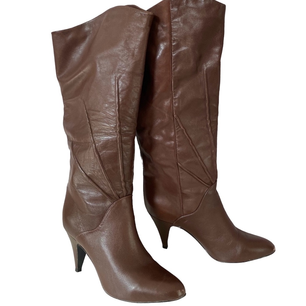 Ladies Chocolate Brown High Heel Leather Boots